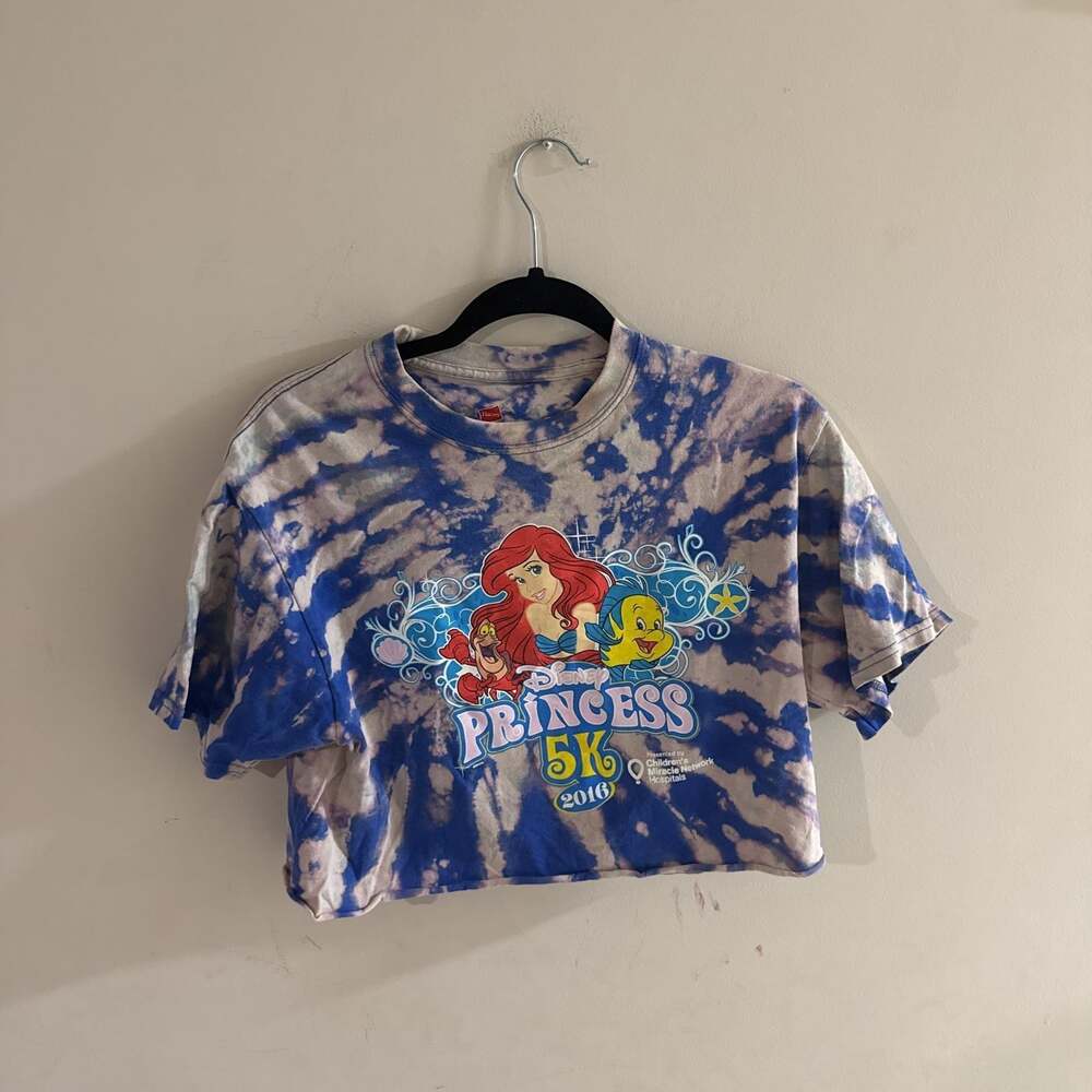 Disney Princess Ariel Flounder Sebastian Tie-Dye Crop Top T-Shirt 2016 5K